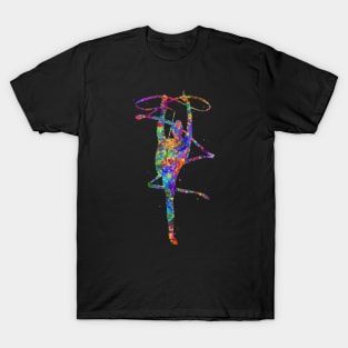 Rhythmic gymnastics tape watercolor art T-Shirt